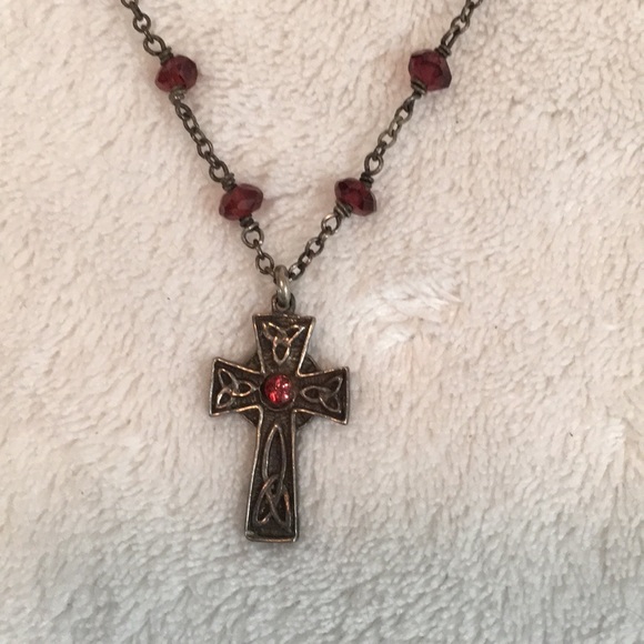 Handmade vintage sterling and garnet necklace - Picture 1 of 4